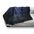 thumbnail image 3 of Night Soft Flannel Fleece Throw Blanket, Misty Nature Scene of Autumn Forest in Thuringia Germany Tranquil Woodland, Cozy Plush for Indoor and Outdoor Use, 60" x 80", Blue Green White, by Ambesonne, 3 of 6