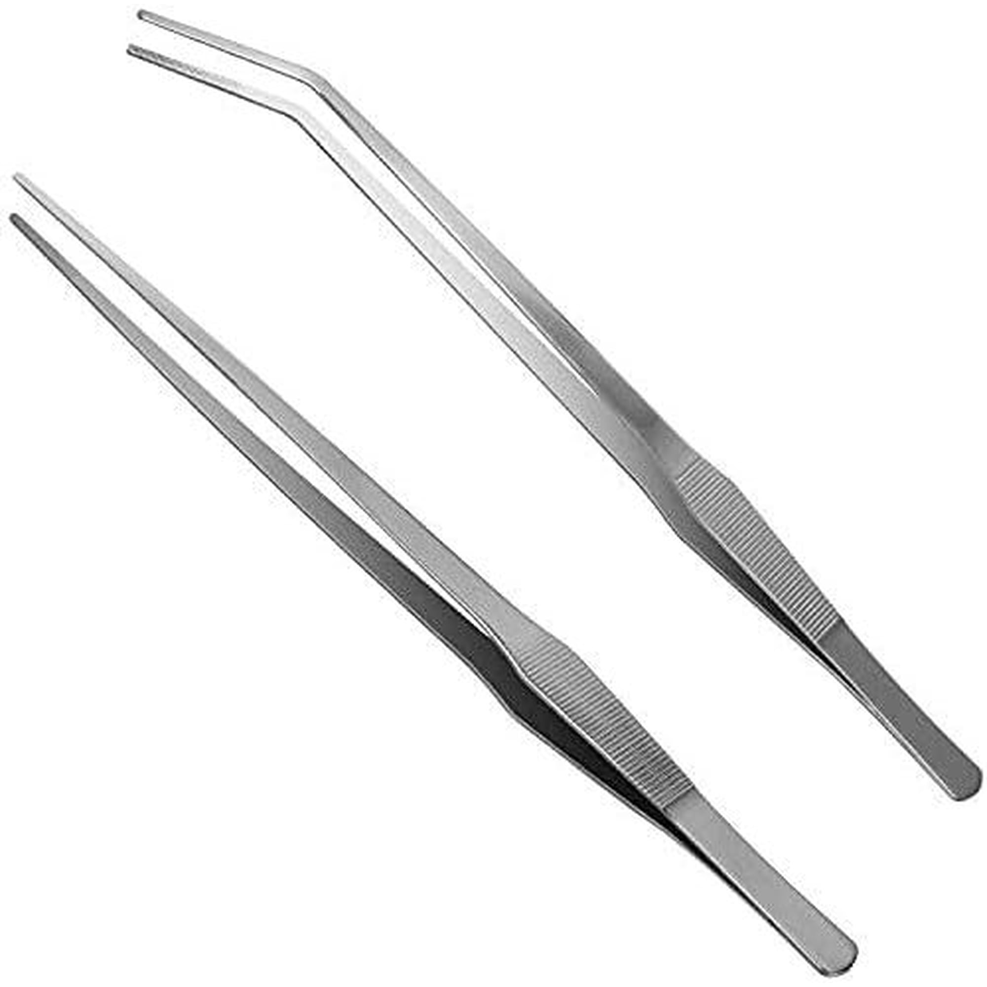 15 In Aquarium Tweezers Set Straight And Curved Feeding Tongs | 15in Stainless Steel Straight And Curved Tweezers For Fish Aquascaping Cleaning And Feeding Anti-rust Durable