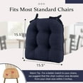 thumbnail image 3 of Chair Cushions for Dining Chairs, Non-Slip Kitchen Chair Pads with Ties, Tufted Shredded Foam Kitchen Chair Cushions Set of 4, 15.5" X 15.5", Navy, 3 of 12