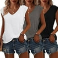 thumbnail image 2 of Oversized Tshirts for Women, Yigetop 3 Pack Women's Cap Sleeve Tank Tops U Neck Spring Summer Tops Casual Tee Shirts 2025 Beach Vacation Fashion Clothes Tshirts Shirts for Women Black L, 2 of 9