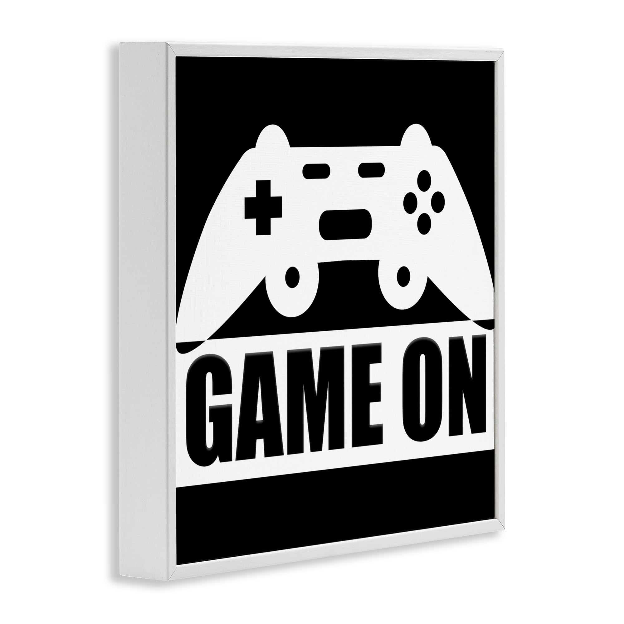 Game On Retro Black & White White Framed Giclee Art, design by Kim Allen