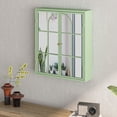 thumbnail image 3 of 23.62 "Vintage Two Door Wall Cabinet With Mirror, Three-Level Entrance Storage Space For Living Room, Bathroom, Dining Room, Green, 3 of 9
