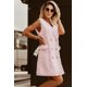 thumbnail image 4 of ABPHQTO Vestido de mujer de tweed con doble botonadura y borde deshilachado rosa, 4 of 5