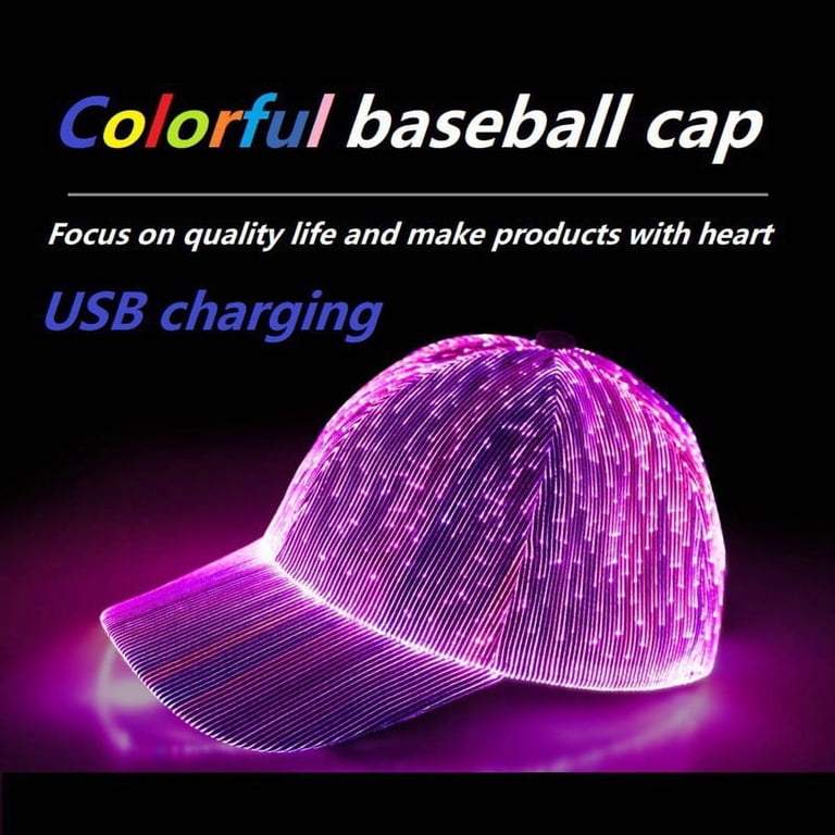 Adjustable Fiber Optic Cap LED Hat with 7 Colors Luminous 