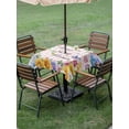 thumbnail image 4 of Outdoor Tablecloths with Umbrella Hole & Zipper, Spring Wildflowers 54x54 Inch Square Tablecloths, Watercolor Floral Butterflies Pink Plaid Waterproof Table Cloth, Patio/Pool/Picnic Table Covers, 4 of 8