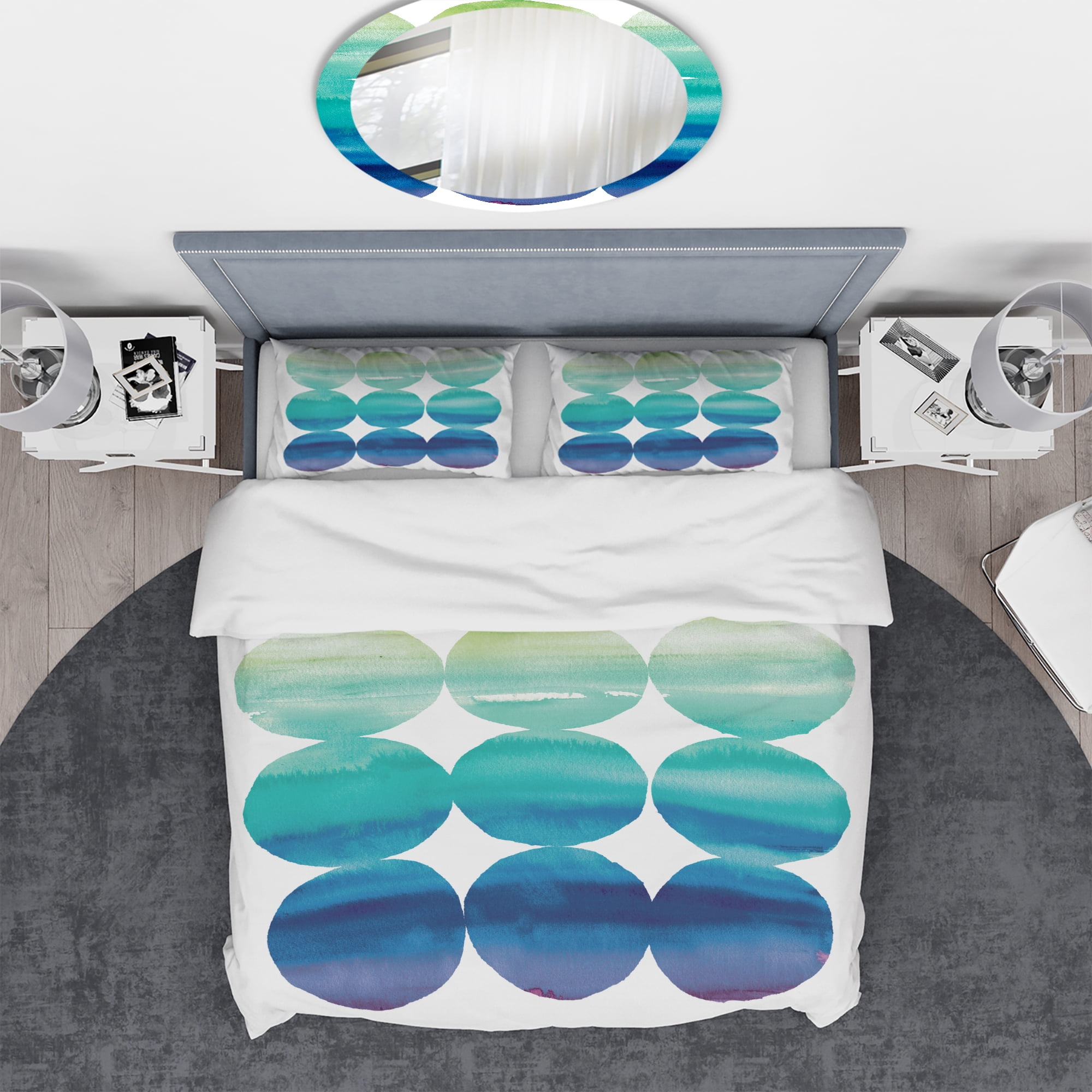 Designart 'Circle Abstract Blue Colorfields II' Geometric Duvet Cover Set