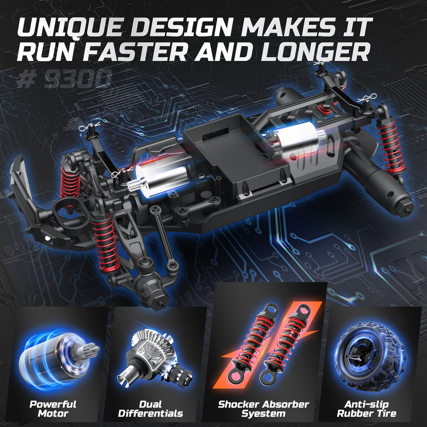 DEERC 1:16 High-Speed RC Monster Truck 40 KM/H photo 3