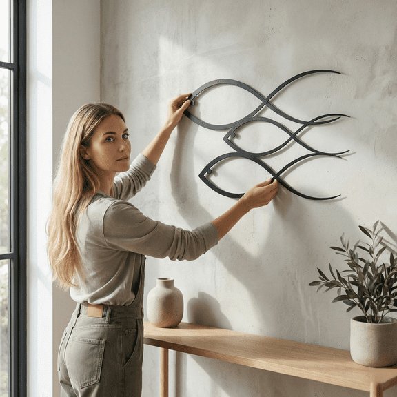 Fishes Metal Wall Decor for Home and Outside - Wall-Mounted Geometric Wall Art Decor - Drop Shadow 3D Effect Wall Decoration for Living Room Bedroom