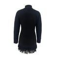 thumbnail image 2 of WTOBBY Women's Fringed Fashion Knit Sweater High-Neck Sweater Dress Long Sleeve Warm Knitted Tunic Style Dress for Fall Winter Season,Black L, 2 of 2