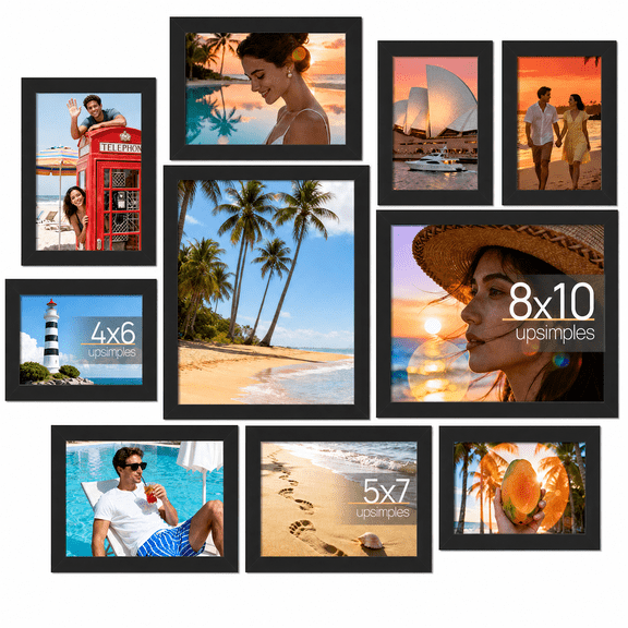 Asoricing 15-Piece Black Picture Frames Set, Modern PVC Photo Frames for Wall with 3 8x10, 6 5x7 and 6 4x6 Frames, Gallery Wall Decor for Living Room