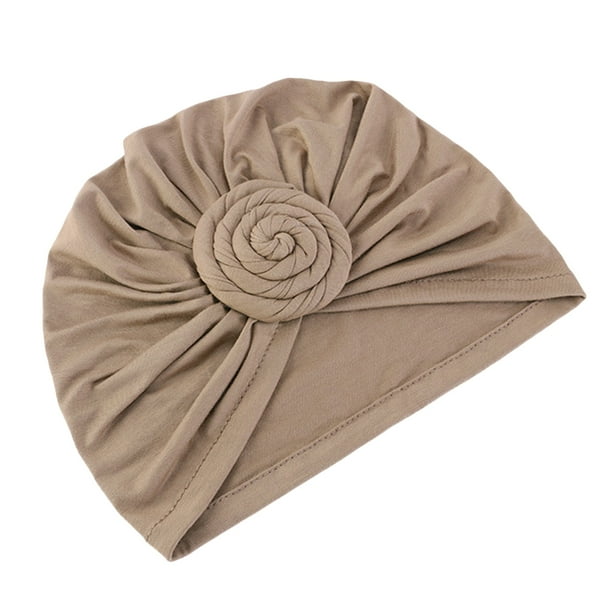 Guardurnaity Pañuelo de algodón para la cabeza, sombrero, mezcla de flores rosas, gorros Hijabs de moda, tela elástica, tocado atractivo, Camello 2piezas