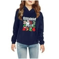 thumbnail image 2 of Penkiiy Baby Toddler Kids Boy Girl Solid Christmas Prints Casual Pocket Hoodie Sweatershirt Pullover Navy Clearance for 4-5 Years, 2 of 8