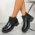 thumbnail image 4 of Black Thick Heel Platform Round Toe Elastic Martin Boots Short Shaft Women Casual Fall Winter Look, 4 of 9