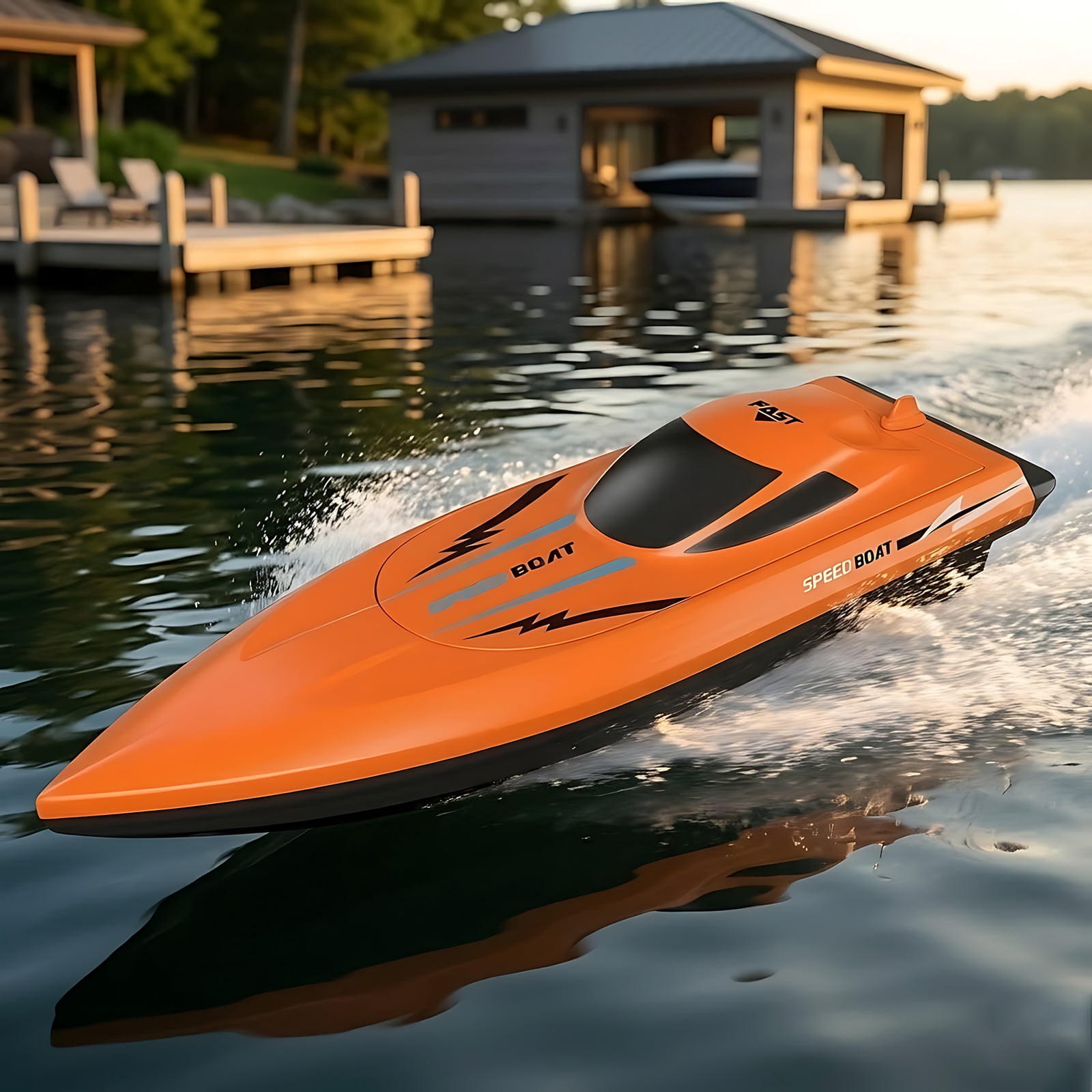 RC Speedboat, Funtogether Toys, MS300 with Dual Motors, 2.4GHz Waterproof Racer for Pools & Lakes, Gift for Kids
