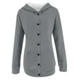 thumbnail image 6 of Women's Button Down Drawstring Hooded Cardigan, Long Sleeve Loose Fit Pocket Sweater, Soft Polyester Casual Cover Up for Fall Winter Spring Daily Wear and Seasonal Comfort Grey XXL, 6 of 8