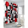 thumbnail image 3 of Abstract Seamless Stitching Shower Curtain, Red Black Striped Design Waterproof Shower Curtain Set with 12 Hooks Lightweight Washable Fabric Shower Curtains for Bathroom 72x84 Inches, 3 of 6