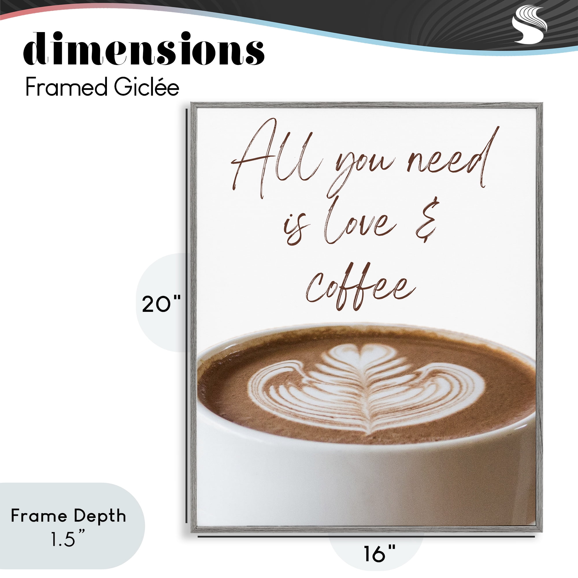 Stupell Industries All You Need Love & Coffee Gray Framed Giclee Art, design by Jesse Keith