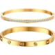 thumbnail image 3 of Pulseras de oro para mujer – 2 piezas chapadas en oro de 18 quilates con circonita cúbica de amor, pulsera de amistad de cristal, joyería, fiesta de boda, Navidad, día de San Valentín, regalos de cump, 3 of 4