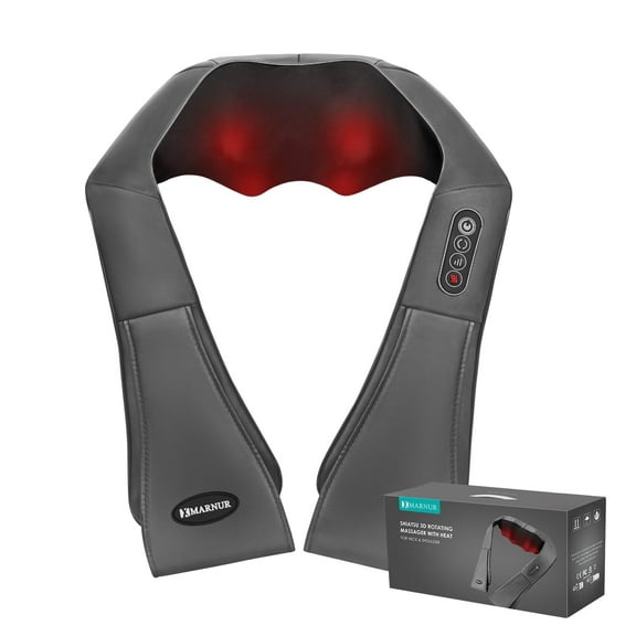 MARNUR Neck and Shoulder Massager, Deep Kneading Massager with Heat for Full-Body, Gray