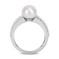 thumbnail image 5 of Everly Women's Cultured Pearl and Created Sapphire Sterling Silver Ring, 5 of 6