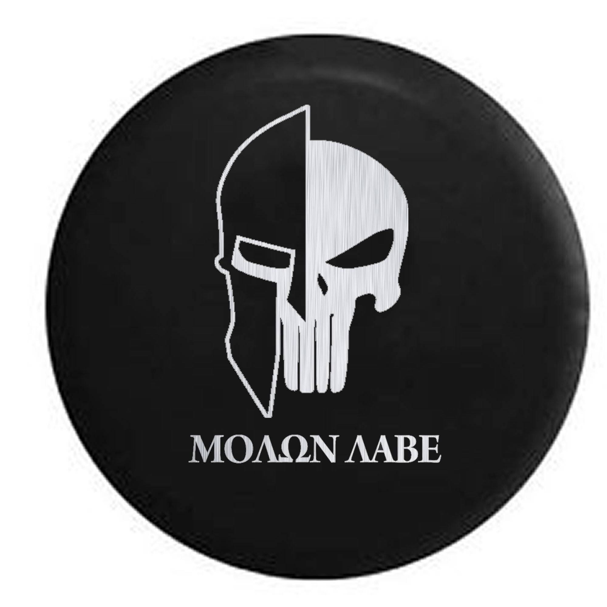 Molon Labe Tactical Skull Helmet Brushed Steel Spare Tire Cover Molon Labe Tactical Skull Helmet Brushed Steel Spare Tire Cover