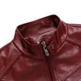 thumbnail image 3 of IYTR Men's Fashion Leather Jackets Zipper Stand-up Collar Plus Size Retro Leather Coats with Pocket Solid Color Long Sleeve Jacket Red M, 3 of 4