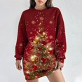 thumbnail image 2 of Pisexur Robes pour Femmes Noël Décontracté Robe Chandail à Col Rond Manches Longues Imprimé de Noël Robe des Fêtes Mode Automne Robe Courte, 2 of 3