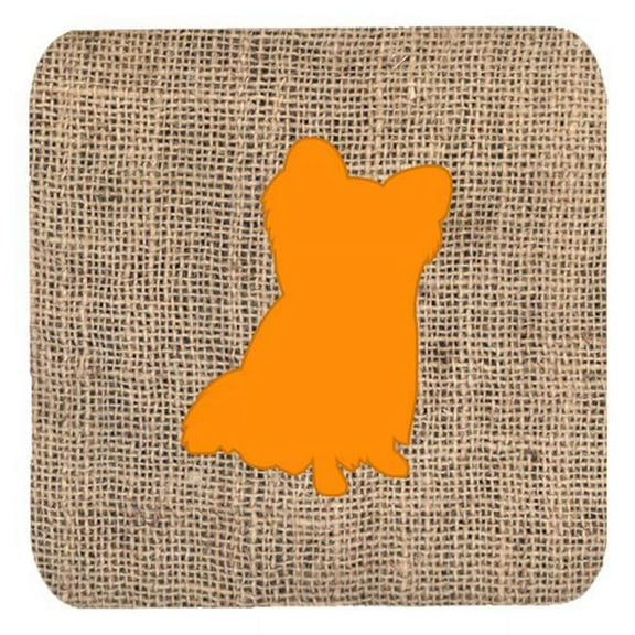 Chihuahua Burlap And Orange Foam Coasters - Set 4, 3.5 x 3.5 In.