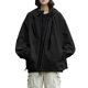 thumbnail image 1 of Gibobby Abrigos talla grande Chaqueta unisex de color sólido para escalada en montaña al libre, otoño e invierno, ajuste holgado, ropa de abrigo informal para parejas a de viento (Negro, L), 1 of 5