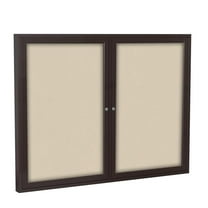 Ghent's Fabric 36" x 48" 2 Door Enclosed Bulletin Board in Beige