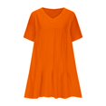 thumbnail image 4 of Admvng Womens Dresses V-neck Solid Color Casual Short Sleeved Regular Splicing Multi-color Dress with Pocket S-5XL, 4 of 8