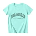 thumbnail image 3 of Toddler Girls Shirts Round Neck Loose Short Sleeve T Shirt Top Cartoon Letter Print Children's Shirts Green,8-9Y, 3 of 3