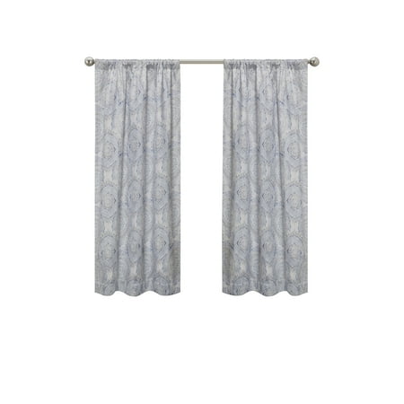 Eclipse Draft Stopper Medallion Print Room Darkening Fleece Lined Rod Pocket Single Curtain Panel Blue 42 x 6 2 Pack