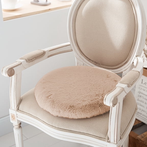 JingChun 1Pc Faux Fur Seat Cushion, Soft Round Seat Cushion Chair Cover Plush Fluffy Chair Cushion Chair Pads for Bedroom Sofa and Stools Floor Cushion Round 17 inch