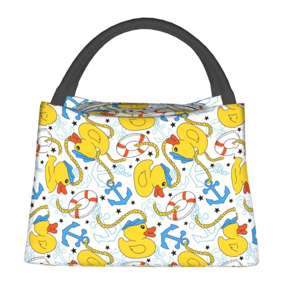 Fotbe Ducks and Anchors Bolsa Térmica Portátil con Estampado, Bolsa de Entrega de Alimentos Aislada, Bolsa Reutilizable de Gran Capacidad para Comidas y Supermercado