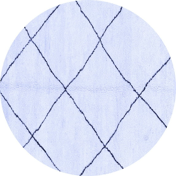 Ahgly Company Machine Washable Indoor Round Oriental Blue Modern Area Rugs, 6' Round