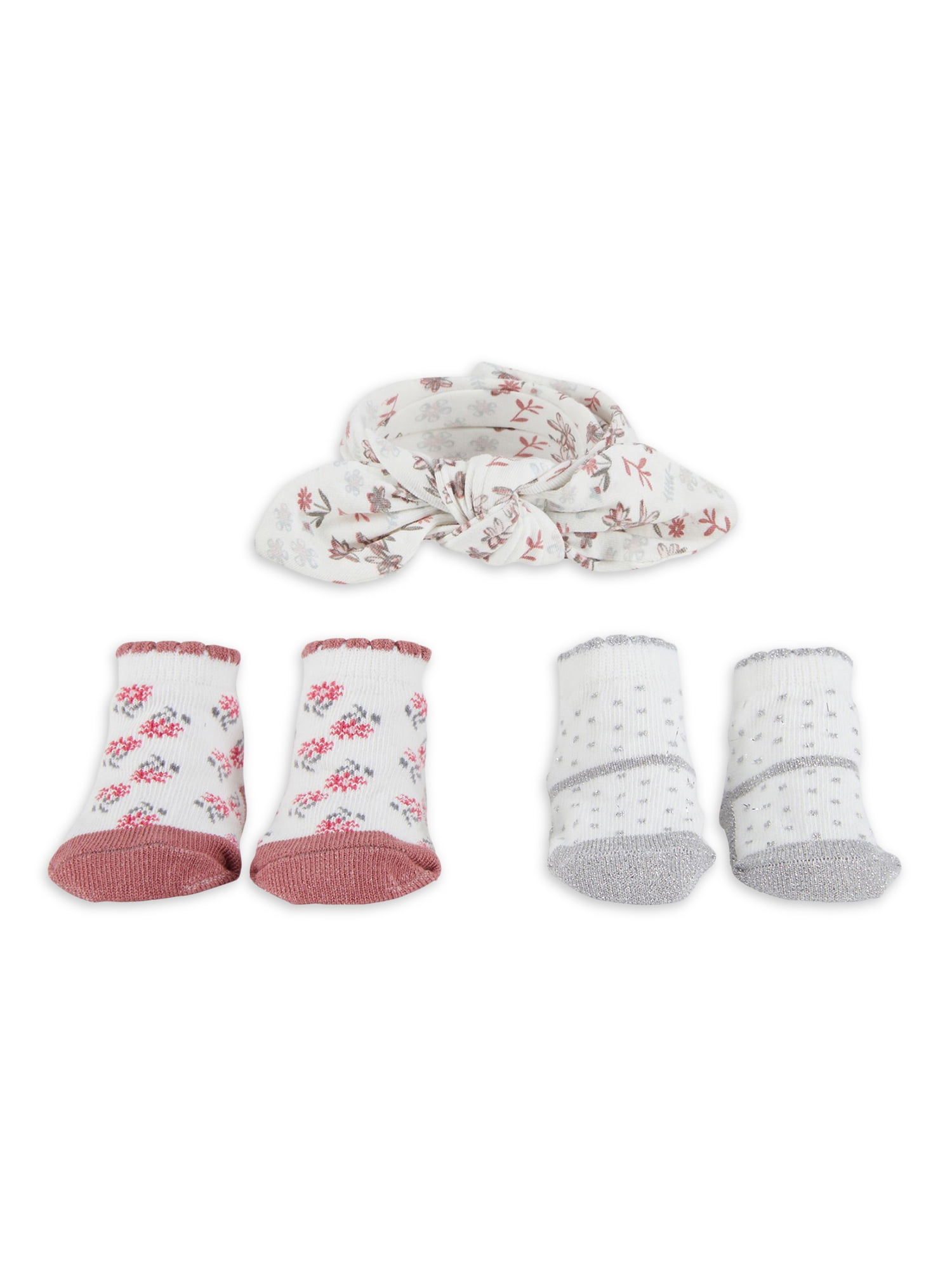 Baby Girls Socks 3PK Pink Floral Newborn Socks NB-3M 3-6M 6-12M Just Too Cute 