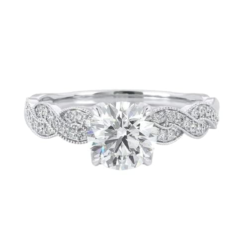 HeartsAndYou 2.2ct Round Cut Moissanite Infinity Vintage Inspired Engagement Ring for Women 18k White Gold over Silver