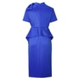 thumbnail image 5 of safuny Women's Plus Size Knee Length Pleated Dress Solid Color Winter Crew Neck Elegant Casual Trendy Holiday Short Sleeve Autumn Dresses, 5 of 8