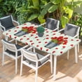 thumbnail image 2 of Red Tulip Flowers Table Cloths for 5 Foot Rectangle Tables, Spring Floral Vintage Drum Country Blue Patio Waterproof Elastic Fitted Tablecloths, Washable Rectangular Table Cover for Camping, 2 of 8