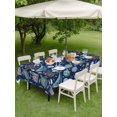 thumbnail image 4 of Outdoor Tablecloth with Umbrella Hole for Patio/Picnic/Party/Camping, Blue Coastal Waterproof Table Cloth Rectangle Table Cover Washable, Nautical Whale Shell Starfish Ocean (60"x 84"), 4 of 8