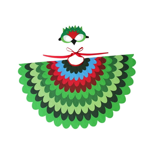 Conjunto de máscara de Ala de pavo real Salvador para niños Cosplay fiesta Halloween Verde