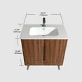 thumbnail image 2 of 30-Inch Striped Walnut Bathroom Vanity with Sink - Freestanding or Wall-Mounted Modern Cabinet for Space-Saving Storage & Easy Assembly, 2 of 7