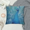 thumbnail image 2 of COMIO  Peacock Blue Oil Painting Throw Pillow Covers Decorative Square Cushion Case Modern Farmhouse Pillowcase for Couch Sofa Bed Car Living Room Home Decor, 2 of 5