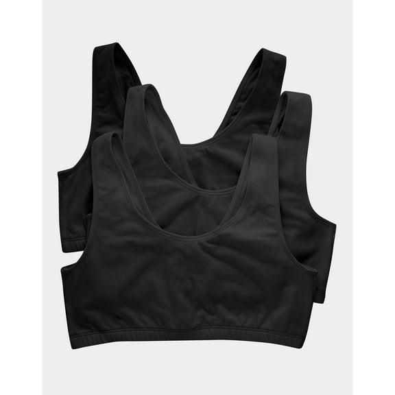 Hanes Bralette 3-Pack Women's Bra Cotton Scoopneck Crop Sports Low Impact HFA002