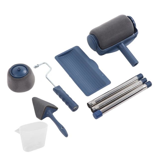 Kit de pinceles de pintura para pared, juego de rodillos de pintura de acero inoxidable sin costuras 6 en 1, kit de pinceles de pintura con rodillo, diseño de próxima generación Jadeshay A