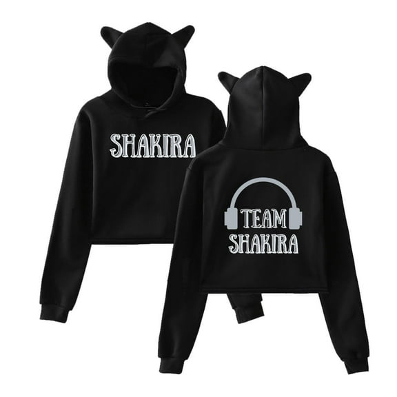 Shakira Las Mujeres Ya No Lloran Cat Ear Hoodie Retro Casual Women's Short Hoodie Sportswear