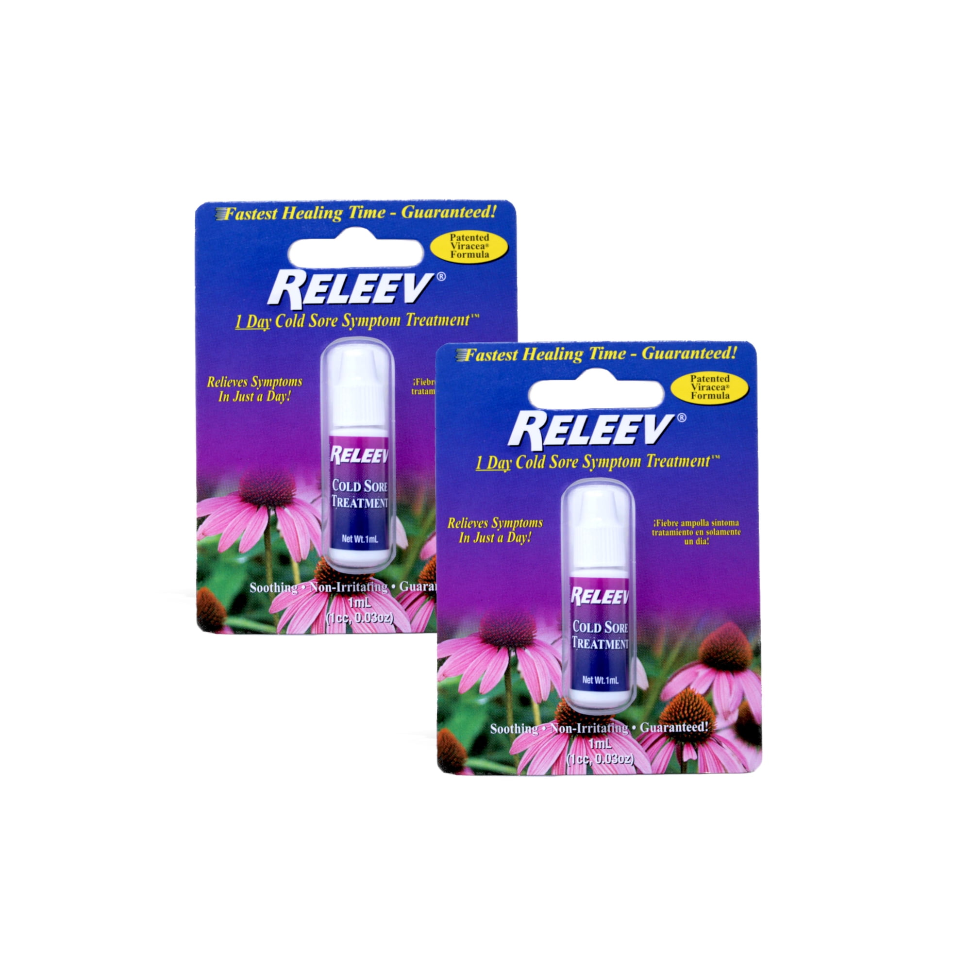 2 Pack - RELEEV 1-Day Cold Sore Symptom Treatment 1 mL (.034 oz)