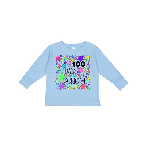 Inktastic 100 Days of School Pastel Stars Boys or Girls Long Sleeve Toddler T-Shirt