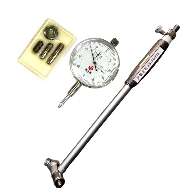 Medidor de diámetro interno de alta precisión 0.01mm, rango 35-50mm, ideal para mediciones comparativas en piezas de trabajo.